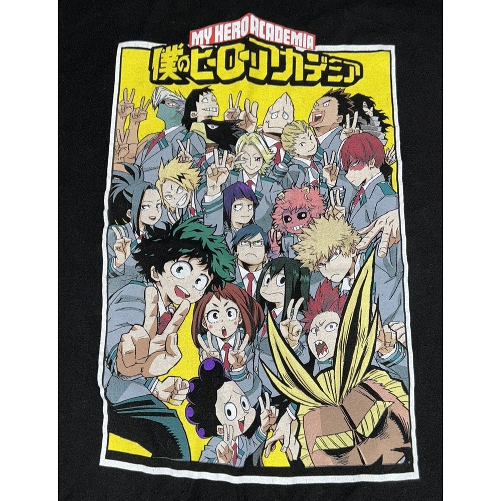 Anime My Hero Academy Funimation Black Graphic T-Shirt Men's Size XL Heroes
